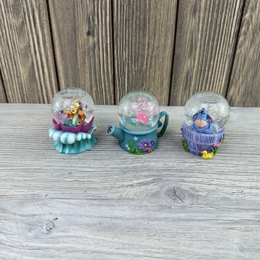 Disney - Winnie The Pooh, Mini Snow Globes Lot Of 3  Tigger, Eeyore & Piglet